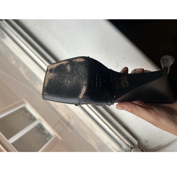 Gia/RHW Black Leather Sandals Size 40 Made In Italy - Picture 5 of 6